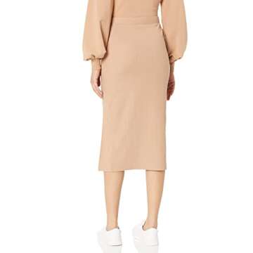 The Drop Women's Veronique High Waist Slit Skirt, Praline, S