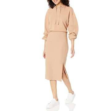 The Drop Women's Veronique High Waist Slit Skirt, Praline, S