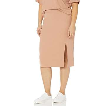 The Drop Women's Veronique High Waist Slit Skirt, Praline, S