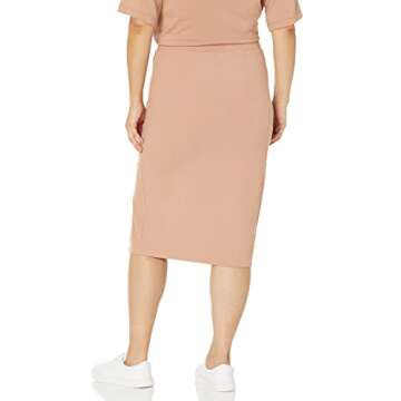 The Drop Women's Veronique High Waist Slit Skirt, Praline, S