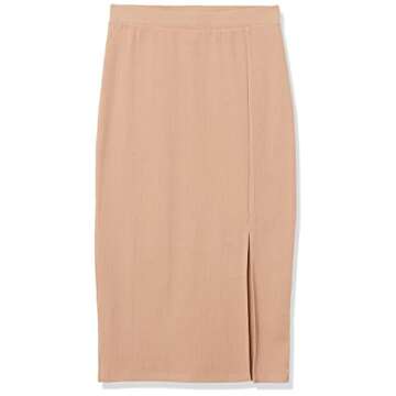 The Drop Women's Veronique High Waist Slit Skirt, Praline, S