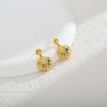 Stunning WOWORAMA Gold Seashell Earrings for Women