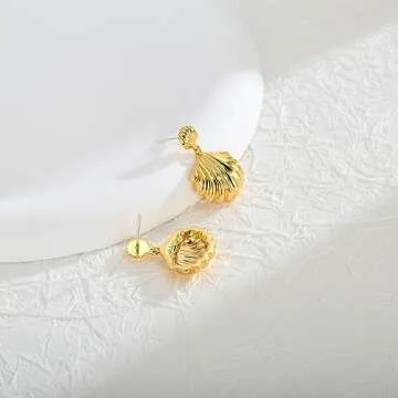 Stunning WOWORAMA Gold Seashell Earrings for Women
