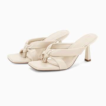 Coutgo Womens Flip Flops Heels Mules Mid Kitten Heel Sandals Square Open Toe Slip on Summer Dress Shoes