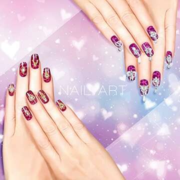 72 Pcs Nail Jewelry Rhinestones 3D Heart Nail Charms Pearl Nail Gems Silver Nail Charms Dangle Nail Jewelry Nail Art Rhinestones for Nails DIY Accessories Supplies Crafting, Gold, Silver, 18 Styles