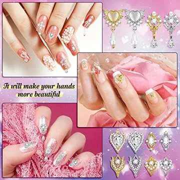 72 Pcs Heart Nail Charms Rhinestones for Stunning Nail Art