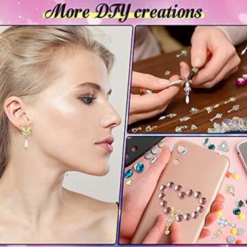 72 Pcs Nail Jewelry Rhinestones 3D Heart Nail Charms Pearl Nail Gems Silver Nail Charms Dangle Nail Jewelry Nail Art Rhinestones for Nails DIY Accessories Supplies Crafting, Gold, Silver, 18 Styles