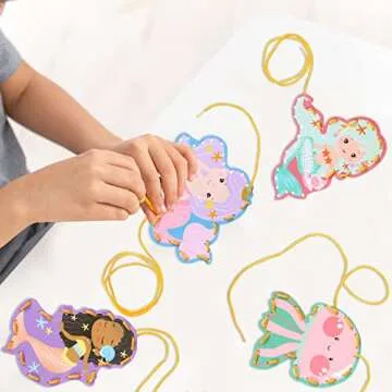 Kids Mermaid Lacing Cards for Toddler Skills Development