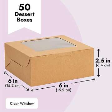 Organize Your Treats with 50 Pack 6x6 Bakery Boxes