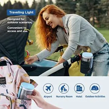 YOTIME Travel Baby Bottle Brush Set with Portable Silicone Bottle Brush, Nipple Cleaner Brush, Straw Brush, Soap Dispenser and Bottle Drying Rack, Blue