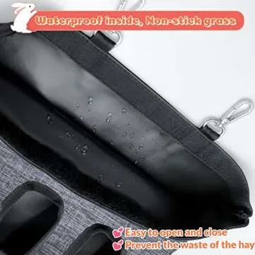 Rabbit Hay Feeder Bag, Guinea Pig Hay Feeder Storage with 3 Holes, Small Animal Pet Large Hanging Hay Feeder,600D Oxford Fabric (Gray)