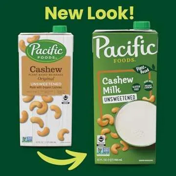 Pacific Foods Original Unsweetened Cashew Milk, Plant Based Milk, 32 oz Carton (Case of 6)