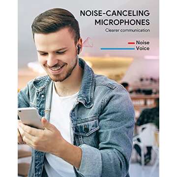 WENKEY True Wireless Noise Cancelling Earbuds - Bluetooth 5.3, 50H Playtime, IPX6 Waterproof