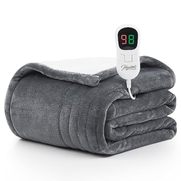 Homemate Heated Blanket - Ultra Soft Flannel Sherpa Electric Throw with 10 Heat Levels
