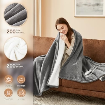 Homemate Heated Blanket Electric Throw - 10 Heat Levels
