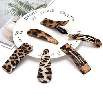 Folora 8pcs Women Girls Fashion Leopard Snap Barrettes Hollow Design Hair Clips, Style A