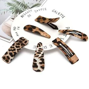 Folora 8pcs Women Girls Fashion Leopard Snap Barrettes Hollow Design Hair Clips, Style A