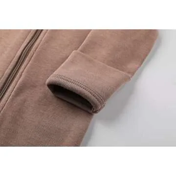 O2 BABY Baby Boys Girls Organic Cotton Zip Front Sleeper Pajamas, Footed Sleep 'n Play（Newborn, Br...