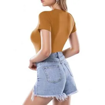 MANGOPOP Women's Elegant Round Neck Bodysuit Collection