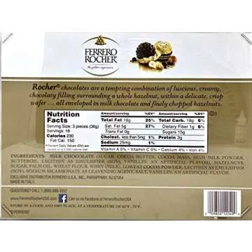 Ferrero Rocher Fine Hazelnut Chocolates, Chocolate Gift Box, 48 Count Flat, 21.2 oz
