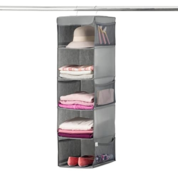 ZOBER 5-Shelf Hanging Closet Organizer - Space-Saving Storage for Clothes & More