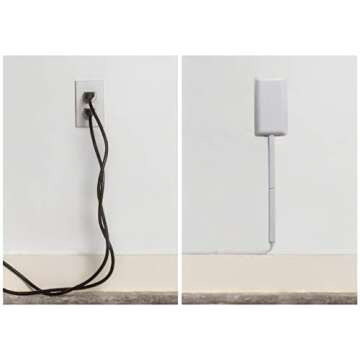 Sleek Socket Ultra-Thin Pet Proofing Outlet Cover with 3 Outlet Power Strip and Protective Cord Cover Kit, 8-Foot, Standard Size