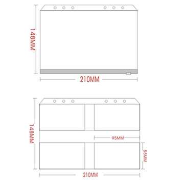 LONG TAO 12 Pcs A5 6 Holes Loose Leaf Notebook Refills Filler Organizer 6 Pcs Zipper Bag and 6 Pcs B...