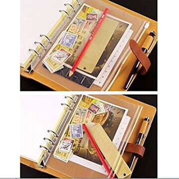 LONG TAO 12 Pcs A5 6 Holes Loose Leaf Notebook Refills Filler Organizer 6 Pcs Zipper Bag and 6 Pcs Business Card Refill Page Included Insert Card Paper Photo Folder Organizer