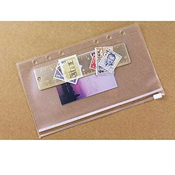 LONG TAO 12 Pcs A5 6 Holes Loose Leaf Notebook Refills Filler Organizer 6 Pcs Zipper Bag and 6 Pcs Business Card Refill Page Included Insert Card Paper Photo Folder Organizer