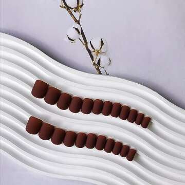 KQueenest 48 PCS Brown Matte Press on Nails - Stylish & Affordable