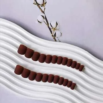 KQueenest 48 PCS Brown Matte Press on Nails - Stylish & Affordable