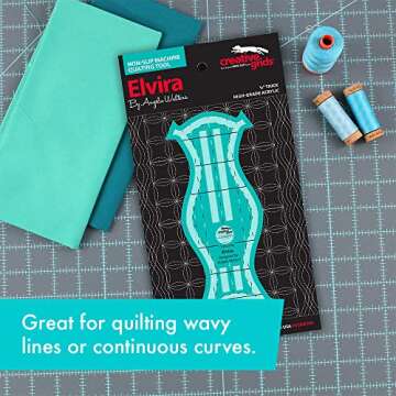 Creative Grids Elvira Quilting Tool - Non-Slip Acrylic Ruler