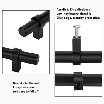 Peaha Black Cabinet Pulls for Modern Kitchens - 5 Pack