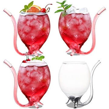 INFTYLE Vampire Wine Glass 12oz Set Of 4 Creative Cocktail Glasses Decanter Cups Mugs with Built-in ...