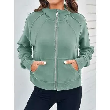 Fisoew Zip Up Crop Hoodie - Stylish & Comfortable Sweatshirt