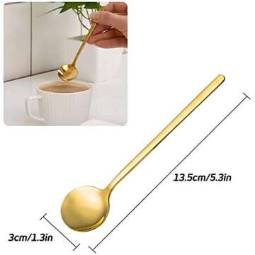 Espresso spoons 18/10 Stainless Steel 10 Piece Vogue Mini Teaspoons Set for Coffee Sugar Dessert Cake Ice Cream Soup Antipasto Cappuccino 5 Inch Frosted Handle