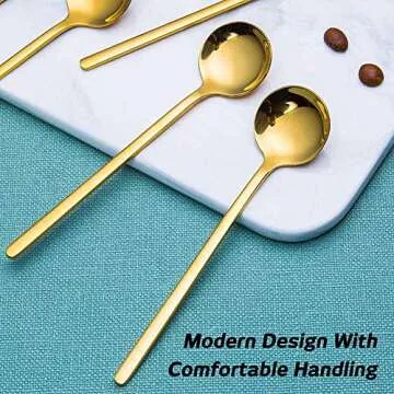 Espresso spoons 18/10 Stainless Steel 10 Piece Vogue Mini Teaspoons Set for Coffee Sugar Dessert Cake Ice Cream Soup Antipasto Cappuccino 5 Inch Frosted Handle