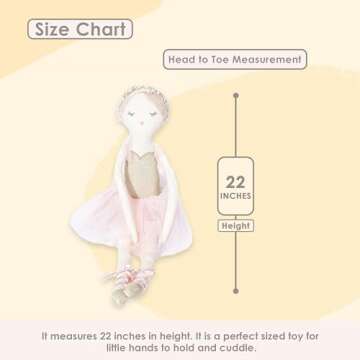 MON AMI Ballerina Stuffed Doll - 22”, Plush Ballerina Doll for Girls, Use as Toy or Room Decor, Great Gift for Kids of All Ages