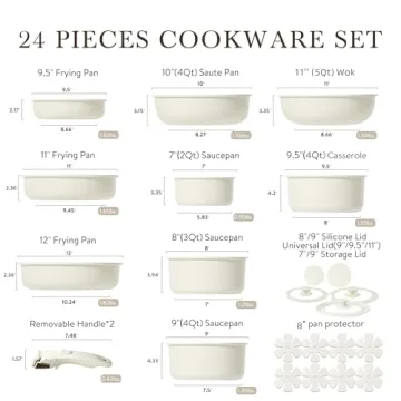 CAROTE 24pcs Detachable Handle Cookware Set for Efficient Cooking