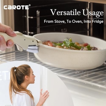 CAROTE 24pcs Detachable Handle Cookware Set for Efficient Cooking