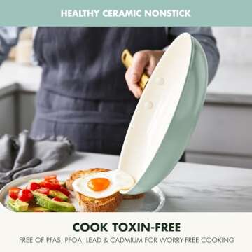 GreenPan Reserve Hard Anodized Healthy Ceramic Nonstick 10 Piece Cookware Pots and Pans Set, Gold-To...