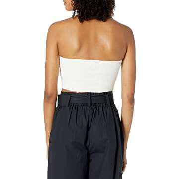 The Drop Women's Greta Square Neck Bralette Sweater, Ivory, M