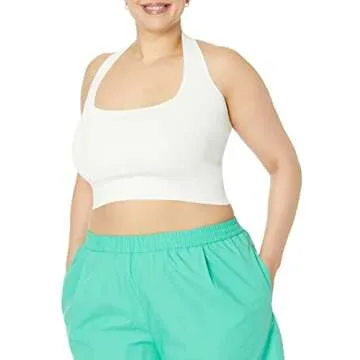 The Drop Women's Greta Square Neck Bralette Sweater, Ivory, M