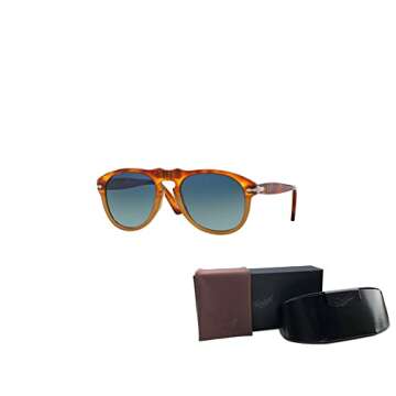 Persol PO0649 1025S3 54MM Resina E Sale/Crystal Lens Polarized Gradient Blue Aviator Sunglasses for Men + BUNDLE With Designer iWear Eyewear Kit