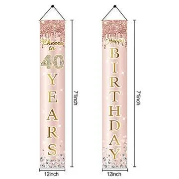 Elegant 40th Birthday Decorations Door Banner for Women