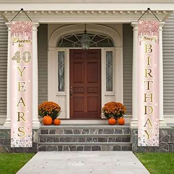 Elegant 40th Birthday Banner for Women in Pink Rose Gold