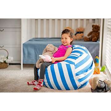 Wekapo Stuffed Animal Storage Bean Bag Chair Cover for Kids | Stuffable Zipper Beanbag for Organizin...