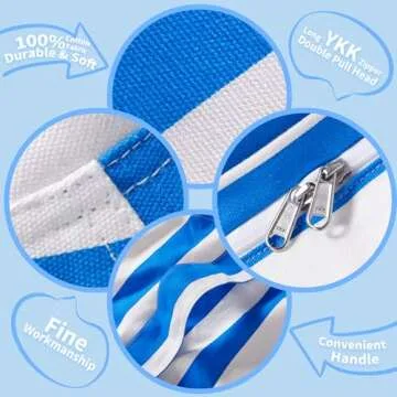 Wekapo Stuffed Animal Storage Bean Bag Chair Cover for Kids | Stuffable Zipper Beanbag for Organizing Children Plush Toys Large Premium Cotton Canvas (Blue, XX-Large)