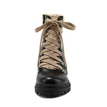 Soda KEYNOTE Faux Fur Chunky Sole Combat Ankle Boot