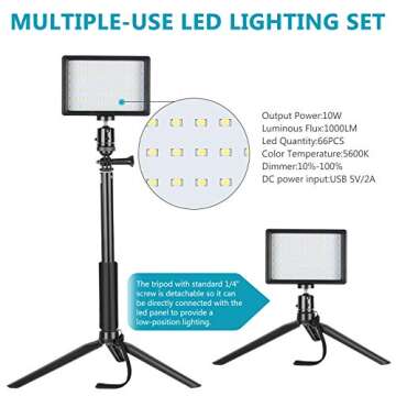 Neewer Video Conference Light Kit, 3-Pack Dimmable 5600K USB LED Video Lights with Tripods, Extension Rods and Color Filters for Zoom Calls, Remote Working, YouTube, Live Streaming